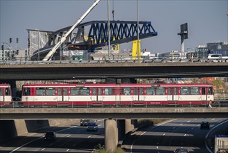 Construction of a 480 metre long bridge for the new light rail line U81, over the Nordsternkreuz,