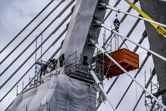 New construction of the A1 motorway bridge over the Rhine near Leverkusen, after completion of the