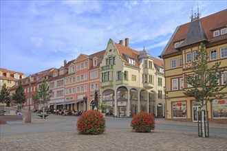 Historic houses on the main market square, Gotha, Thuringia, Germany, Europe