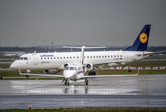 Private jet, Embraer Phenom 300 F-GXAE, on the western runway, Frankfurt am Main Airport, FRA,