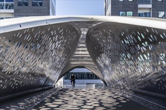 The Parkbruk, cycle and pedestrian bridge in the city centre of Antwerp, crosses a multi-lane city