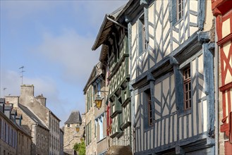 Historic house facades, Treguier old town, Département Côtes-d'Armor, Brittany, France, Europe