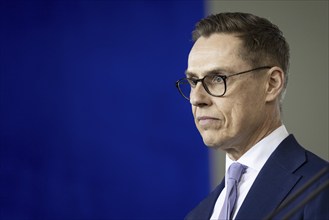 Alexander Stubb, President of the Republic of Finland, recorded during a press statement together