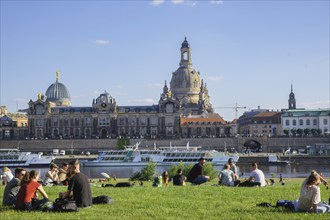 Men's groups on the way to the Men's Day at the Dresden Königsufer, Dresden, Saxony, Germany,