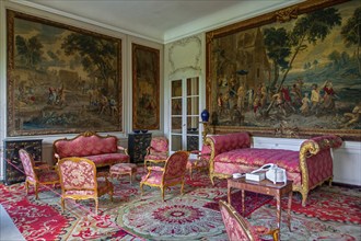 Epinoy Room in Regency style and Brussels tapestries at Château de Bel?il, Baroque castle in