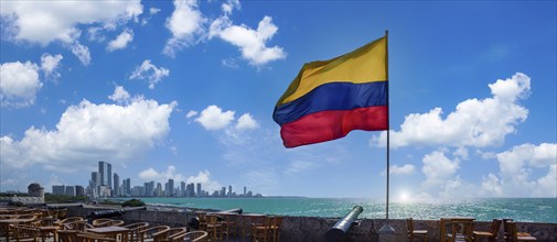 Columbia, Unesco site, colorful Cartagena Walled City Cuidad Amurrallada in historic city center