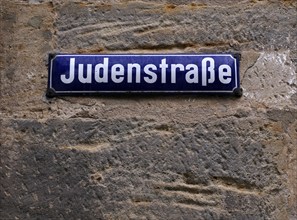 Judenstraße, street sign, Bamberg, Upper Franconia, Bavaria, Germany, Europe