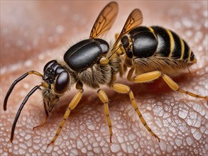 Extreme close up macro of a fire ant (Solenopsis invicta) in its natural environment, AI generated