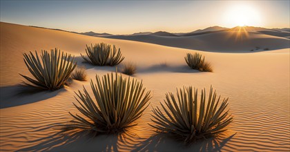 A minimalist desert landscape with a single, dried cactus, AI generated