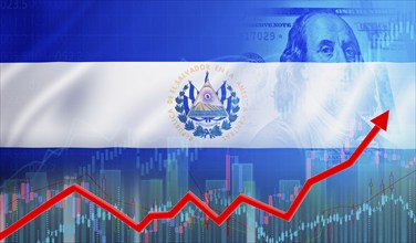 Growth of the economy of El Salvador on financial graph. Financial growth of El Salvador, economic