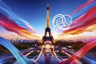 2024 paris olympics abstract dynamic shapes, AI generated