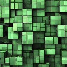 Abstract background composed of overlapping rectangles in various shades of green, AI generated