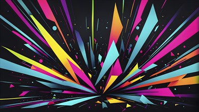 Minimalist illustration featuring abstract shapes in neon colors to convey fun and ease, AI