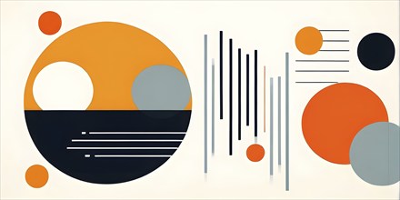 Abstract minimalist mid century vector set with hand drawn geometric elements, AI generated