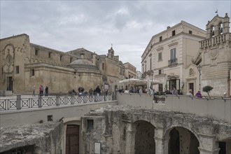 Piazza Vittorio Veneto with the Church of St Dominic and the Church of the Holy Spirit, Matera