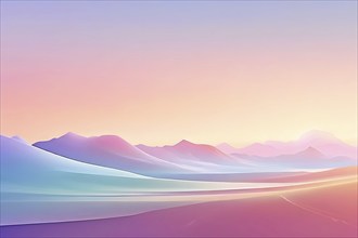 Abstract horizon line with layers of soft, pastel colors rising and falling, creating a soothing