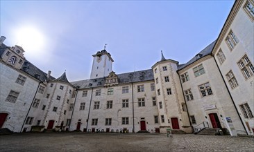 Inner courtyard of the residential palace in Bad Mergentheim. Baden-Wuerttemberg, Germany, Europe