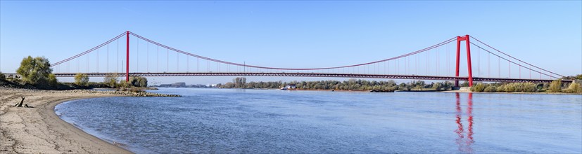 Panorama view from the left bank of the Rhine, western bank of the Rhine, of an earth-anchored