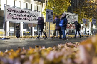 Between signs painted by children, former banners were set up on Zimmerstraße between the