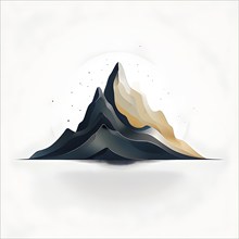 Minimalist illustration of an abstract mountain that cycles through day and night, symbolizing