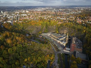 Dresden Plauen, Plauenscher Grund, former Felsenkeller brewery, aerial view Dresden, Dresden,