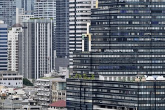 Skyscrapers and houses