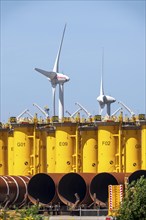 Transhipment centre for offshore wind turbines, which are transported here by the manufacturer and