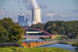 New bridge over the Rhine-Herne Canal and the Emscher, leap over the Emscher, bicycle and