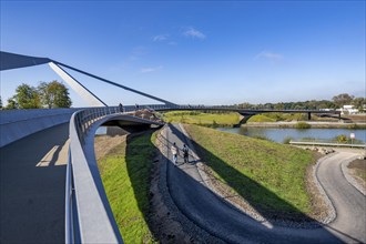 New bridge over the Rhine-Herne Canal and the Emscher, leap over the Emscher, bicycle and