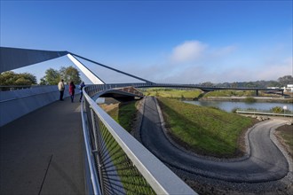 New bridge over the Rhine-Herne Canal and the Emscher, leap over the Emscher, bicycle and