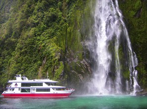 New Zealand, Milford Sound, waterfall, Milford Sound, New Zealand, Oceania