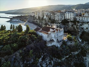 Tropea from a drone, Tyrrhenian Sea, Calabria, Italy, Europe