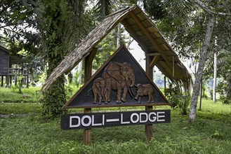 Sign at Doli Lodge, Bayanga, Sangha-Mbaéré Prefecture, Central African Republic, Africa