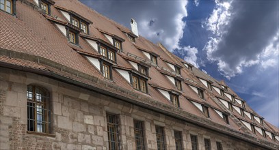 Dormer windows on the historic Unschlitthaus, built in 1491, Obere Wörthstr. 26, Nuremberg, Middle