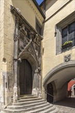 Entrance portal of the Old Town Hall, Regensburg, Upper Palatinate, Bavaria, Germany, Europe