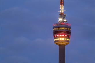 Stuttgart TV tower lights up in the national colours of black, red and gold for the 2024 European