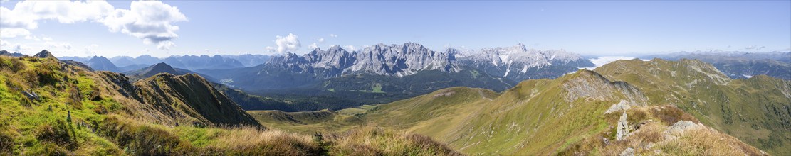 Alpine panorama, Carnic High Trail, view from the Carnic main ridge to the Sesto Dolomites, Carnic