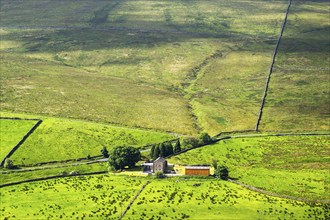 Farms over North Pennines, Cumbria, Durham, Northumberland, North Yorkshire, England, United