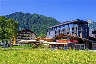 Hotels in front of the Karwendel, Pertisau am Achensee, Tyrol, Austria, Europe