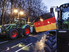 Thousands of farmers demonstrate with their tractors against the planned cancellation of the