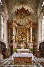 Interior view, high altar with miraculous image in the centre, pilgrimage church Parish Church of