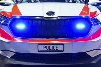 Police car electric blue light