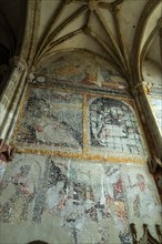 Saint-Antoine l'Abbaye labeled Les Plus Beaux Villages de France, wall painting in abbey church,