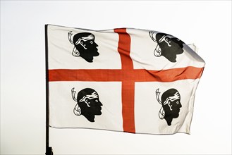 Sardinia flag in the wind, flag, flag, Sardinia, Italy, Europe