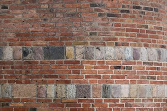 Wall with red bricks and hewn natural stone, Copenhagen, Denmark, Europe