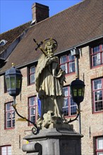 John of Nepomuk or John Nepomucene statue, Bruges, Flanders, Belgium, Europe