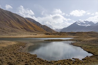 Lake, Lenin Peak, Pamir Mountains, Osh Province, Kyrgyzstan, Asia