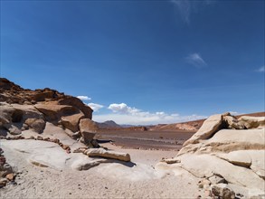 Rock formations at the ancient petroglyphs in the Atacama Desert, Chile, South America