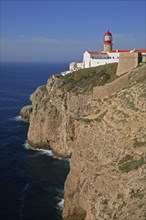 The lighthouse directly on the Cabo de Sao Vicente in the Algarve at the most south-westerly point