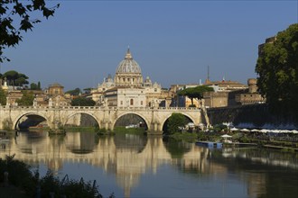 View of the Ponte Vittorio Emanuele and the Tiber towards St Peter's Basilica, Rome, Italy, Europe